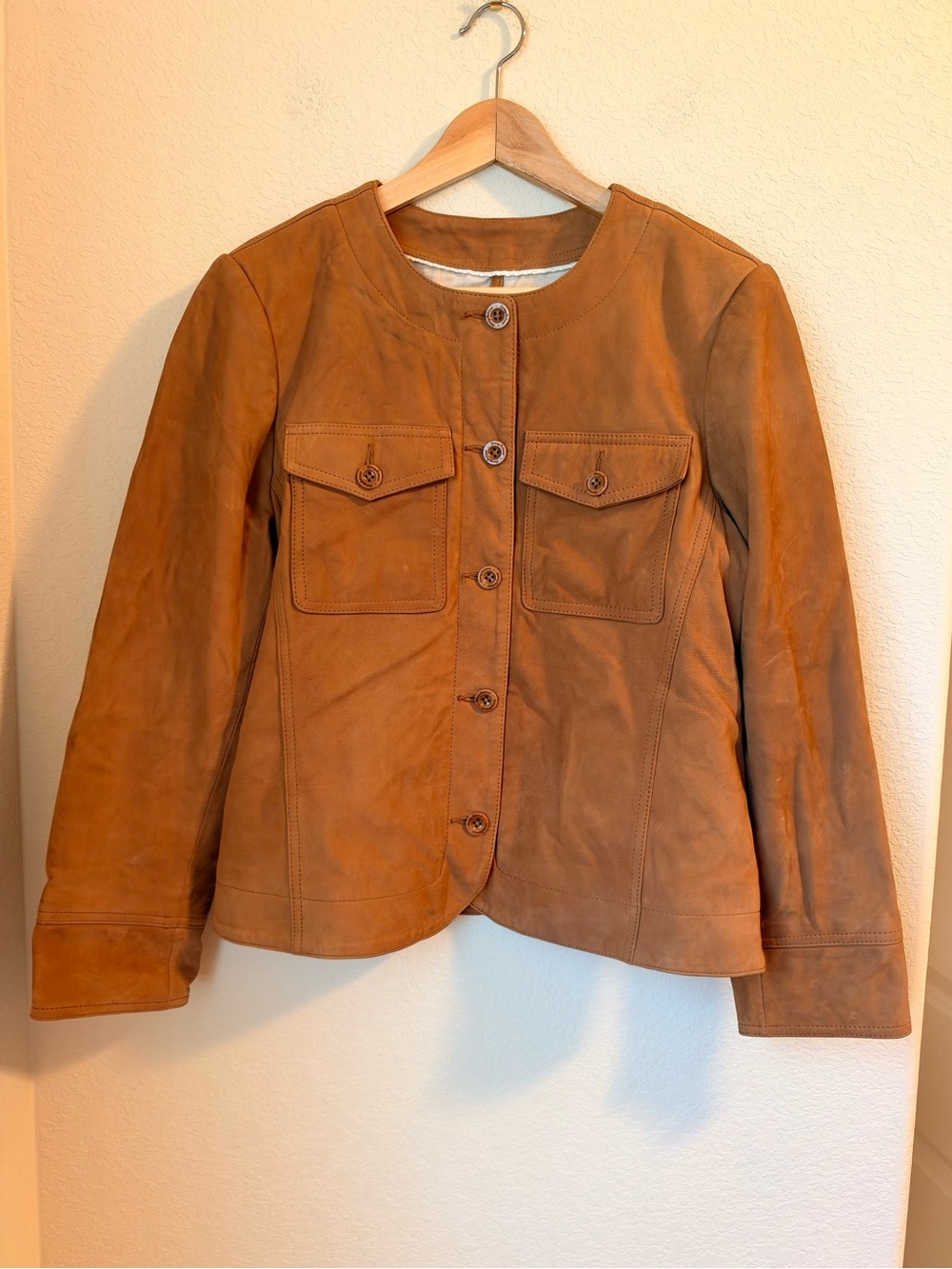 Tommy Bahama Leather Collarless Jacket Size M